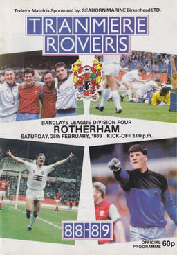 Tranmere Rovers v Rotherham United Match Programme 1989-02-25